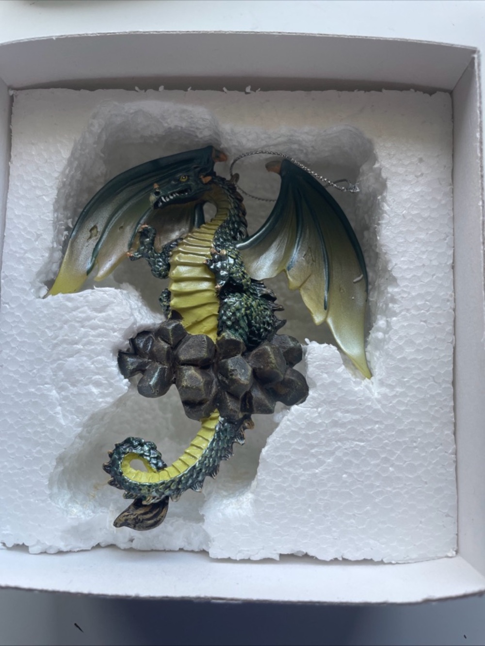 NOB Fantasy Green Dragon On Rocks Figurine Statue 4.5” Ornamental Display